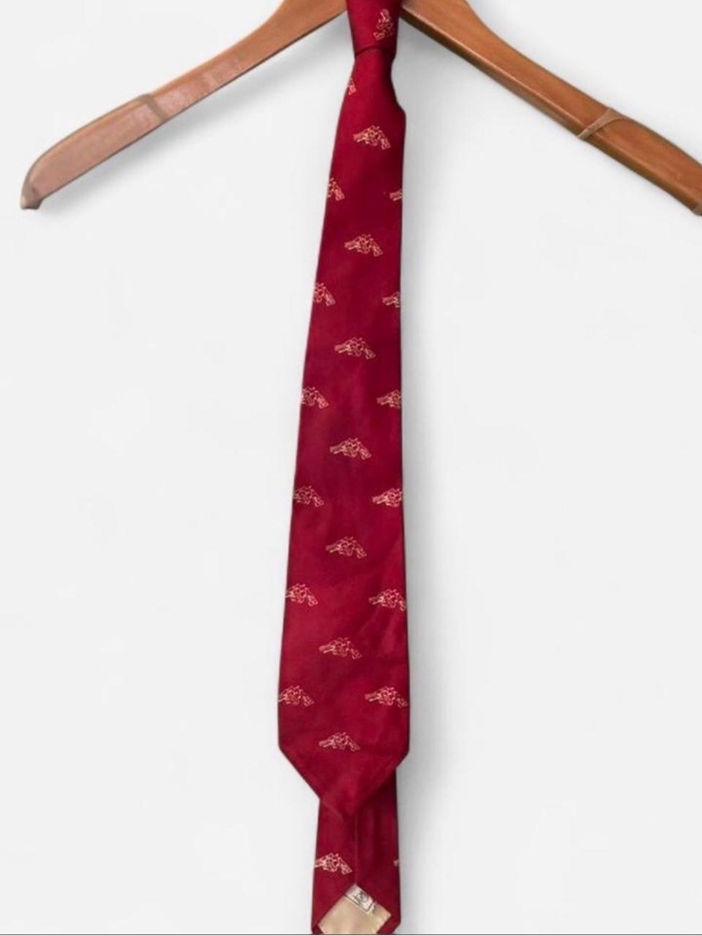 One of a Kind Vintage Red & White Silk Smith & Wesson Revolver Tie